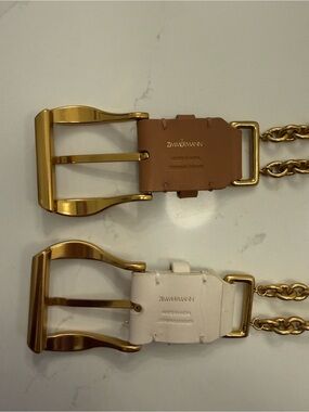 Zimmermann Chain Belt in Tan & White with Gold Hardware